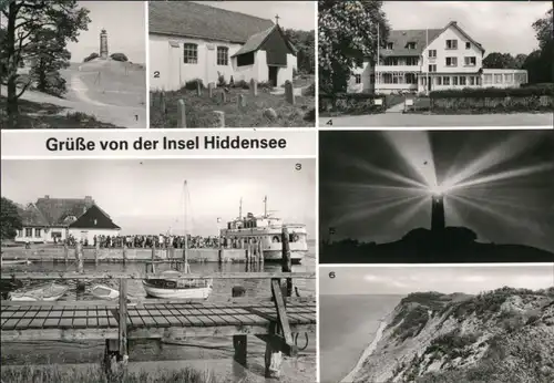 Ansichtskarte Hiddensee Hiddensjö, Hiddensöe Leuchtturm, Hafen, Kloster 1988