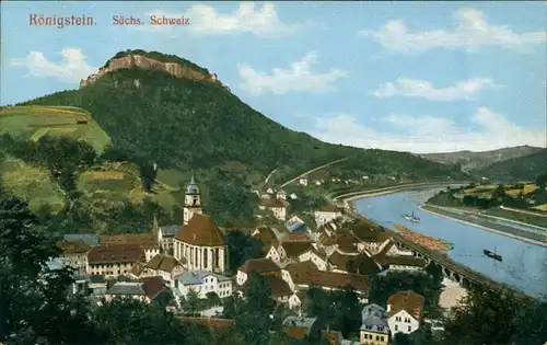 Ansichtskarte Königstein (Sächsische Schweiz) Blick auf die Stadt 1914 