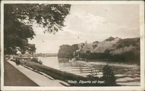 Ansichtskarte Pillnitz Elbdampfer - Elbe, Elbinsel 1932 