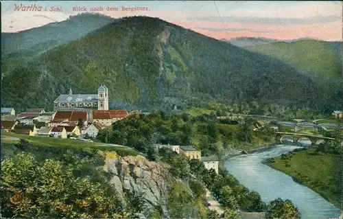 Postcard Wartha Bardo Blick nach dem Bergsturz 1907 