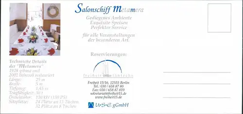 Ansichtskarte Berlin Salonschiff Metamera 2002