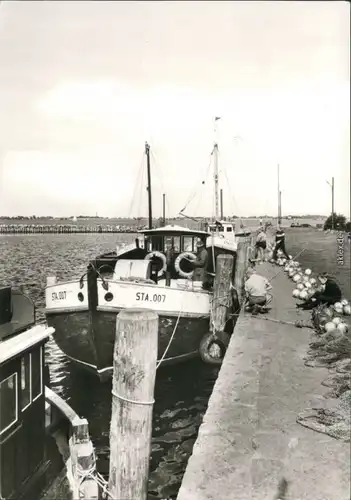 Ansichtskarte Stahlbrode-Sundhagen Fischerboote im Hafen 1983
