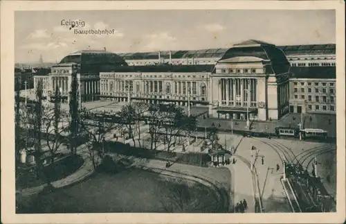 Ansichtskarte Leipzig Partie am Hauptbahnhof 1917 