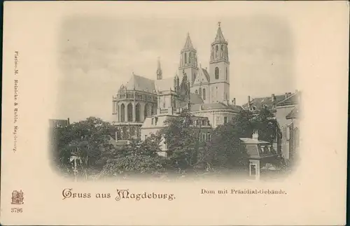 Ansichtskarte Altstadt-Magdeburg Dom und Presidialgebäude 1904 