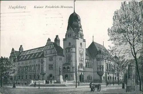 Magdeburg Straßenpartie - Reichsadler Kaiser-Friedrich-Museum 1919 