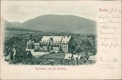 Ansichtskarte Goslar Kaiserhaus und der Herzberg 1900 Prägekarte