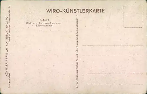 Ansichtskarte Erfurt Künstlerkarte Junkersand 1913 