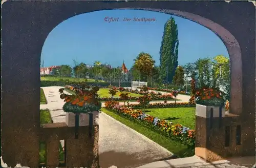 Ansichtskarte Erfurt Blick am Stadtpark 1915 