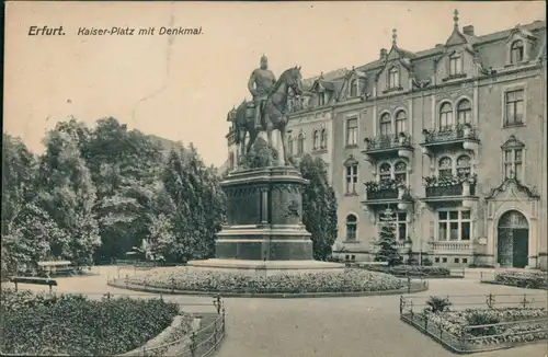 Ansichtskarte Erfurt Kaiserplatz mit Denkmal 1913 