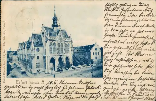 Ansichtskarte Erfurt Straßenpartie am Rathaus 1900 