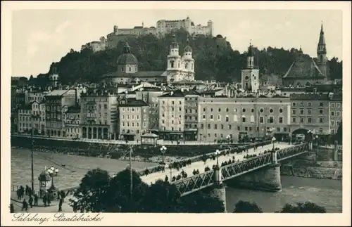 Ansichtskarte Salzburg Stadt und Staatsbrücke 1928 