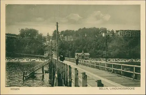 Ansichtskarte Sellin Promenade und Landungsbrücken 1928 