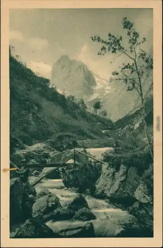 Ansichtskarte Grainau Partie im Höllenthalklamm 1923 