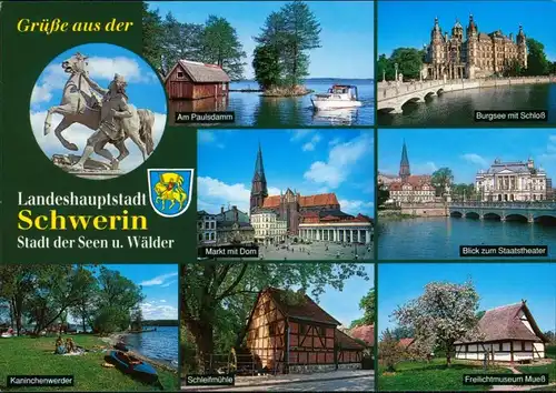 Ansichtskarte Schwerin Paulsdamm, Kaninchenwerder, Schleifmühle, Mueß 2000