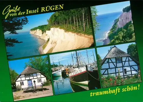Mecklenburg-Vorpommern Grüße von der Insel Rügen: Hafen, Kreidefelsen, Häuser 2000