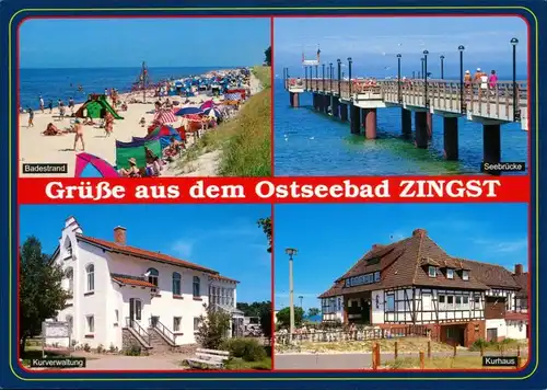 Ansichtskarte Zingst Badestrand, Seebrücke, Kurverwaltung, Kurhaus 1995