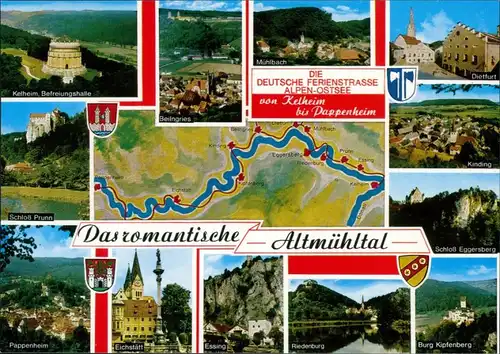 Bayern Das romantische Altmühltal: Landkarte, Kehlheim Pappenheim 1999