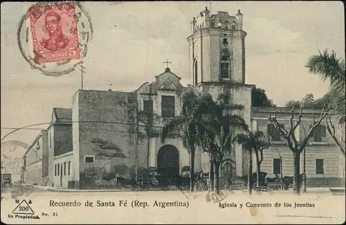 Postcard Santa Fe (Argentinien) Straßenpartie - Kirche 