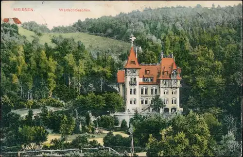 Ansichtskarte Meißen Blick auf das Waldschlösschen 1908 