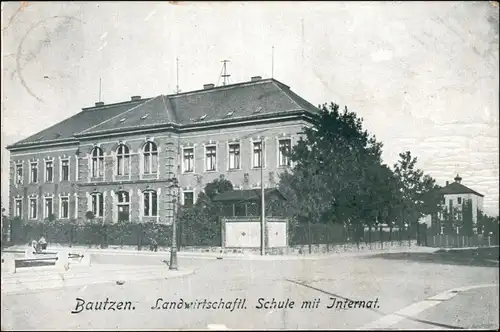 Ansichtskarte Bautzen Budyšin Landwirtschaftliche Schule mit Internat 1910 