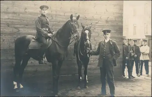 Ansichtskarte  Soldaten mit Pferden - 1. WK 1916 