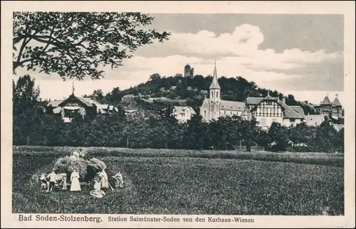 Bad Soden-Salmünster Stolzenberg Bauern auf der Kurhaus Wiesen, Stadt 1918