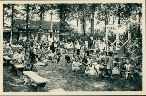 Postkaart Ravels Spielplatz, Kinder - Open Lucht School 1932
