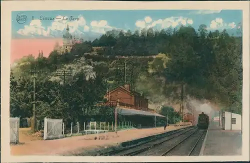 Postkaart Esneux Esneu Le Gare/Partie am Bahnhof 1928 