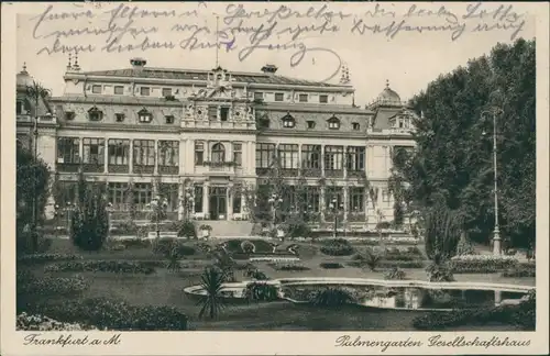 Ansichtskarte Frankfurt am Main Palmengarten Gesellschaftshaus 1929 