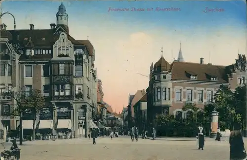 Ansichtskarte Zwickau Plauensche Strasse - Geschäfte 1917 