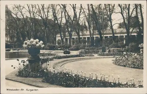 Ansichtskarte Wiesbaden Kurgarten Blühende Blumen 1930
