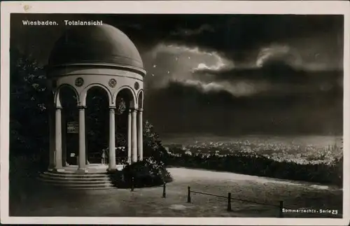 Ansichtskarte Wiesbaden Totalansicht in einer Sommernacht 1930