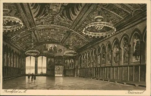 Ansichtskarte Frankfurt am Main 3 Leute im Kaisersaal 1940