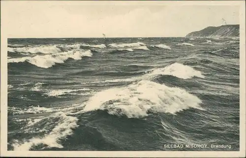 Postcard Misdroy Międzyzdroje Brandung an der Küste 1930