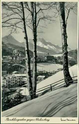 Ansichtskarte Berchtesgaden Winterpartie gegen Untersberg 1932