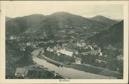 Ansichtskarte Wolfach (Schwarzwald) Blick auf Ort 1921