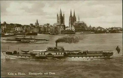 Ansichtskarte Köln Rheindampfer und Ufer 1928