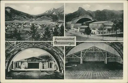 Ansichtskarte Oberammergau Passionstheater, Bühne, Zuschauerraum 1934