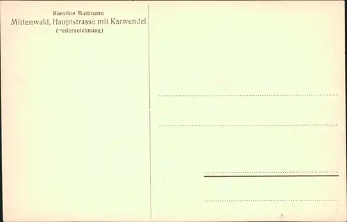 Ansichtskarte Mittenwald Hauptstraße mit Karwendel Federzeichnung 1928