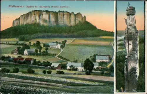 Pfaffendorf-Königstein (Sächsische Schweiz) 2 Bild  Bergsteiger Barbarina 1915