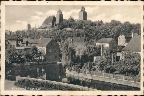 Ansichtskarte Eilenburg Flußpartie und Schloß 1936 