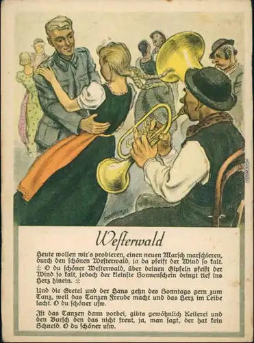 Ansichtskarte  Liedkarte Soldat - Frau, Westerwald WK2 1940 