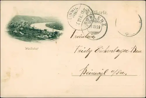 Ansichtskarte Waldshut-Waldshut-Tiengen Blick auf die Stadt - Vorläufer 1899