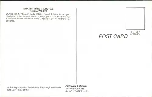 Ansichtskarte  BRANIFF INTERNATIONAL Boeing 727-227 1990
