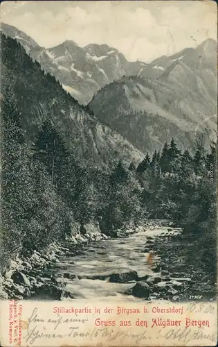 Ansichtskarte Birgsau-Oberstdorf (Allgäu) Stillachpartie in der Birgsau 1900