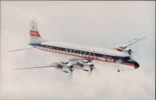 Ansichtskarte  Flugzeug National Airlines Douglas DC-7B 1987