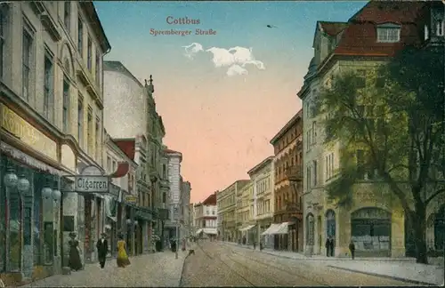 Ansichtskarte Cottbus Spremberger Straße, Cigarrengeschäft 1917 