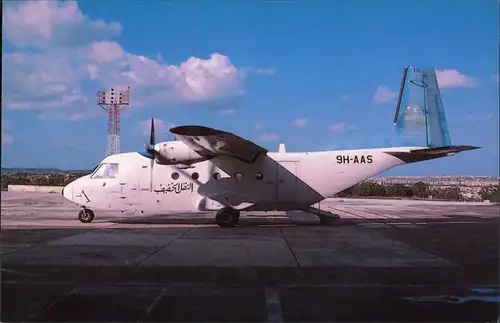 Postcard Luqa Flugzeug CASA 212 Aviocar Srs 200 auf dem Flughafen 1987