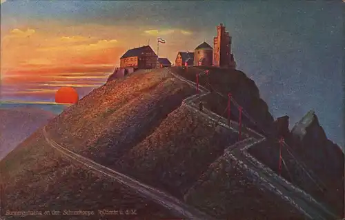 Krummhübel Karpacz Sonnenaufgang an der Schneekoppe 1915