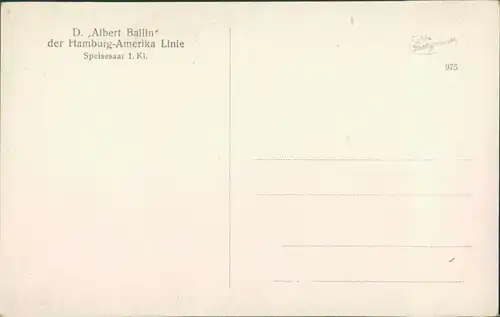  Schiff D. "Albert Ballin" der Hamburg-Amerika-Linie - Speisesaal 1. Kl. 1928